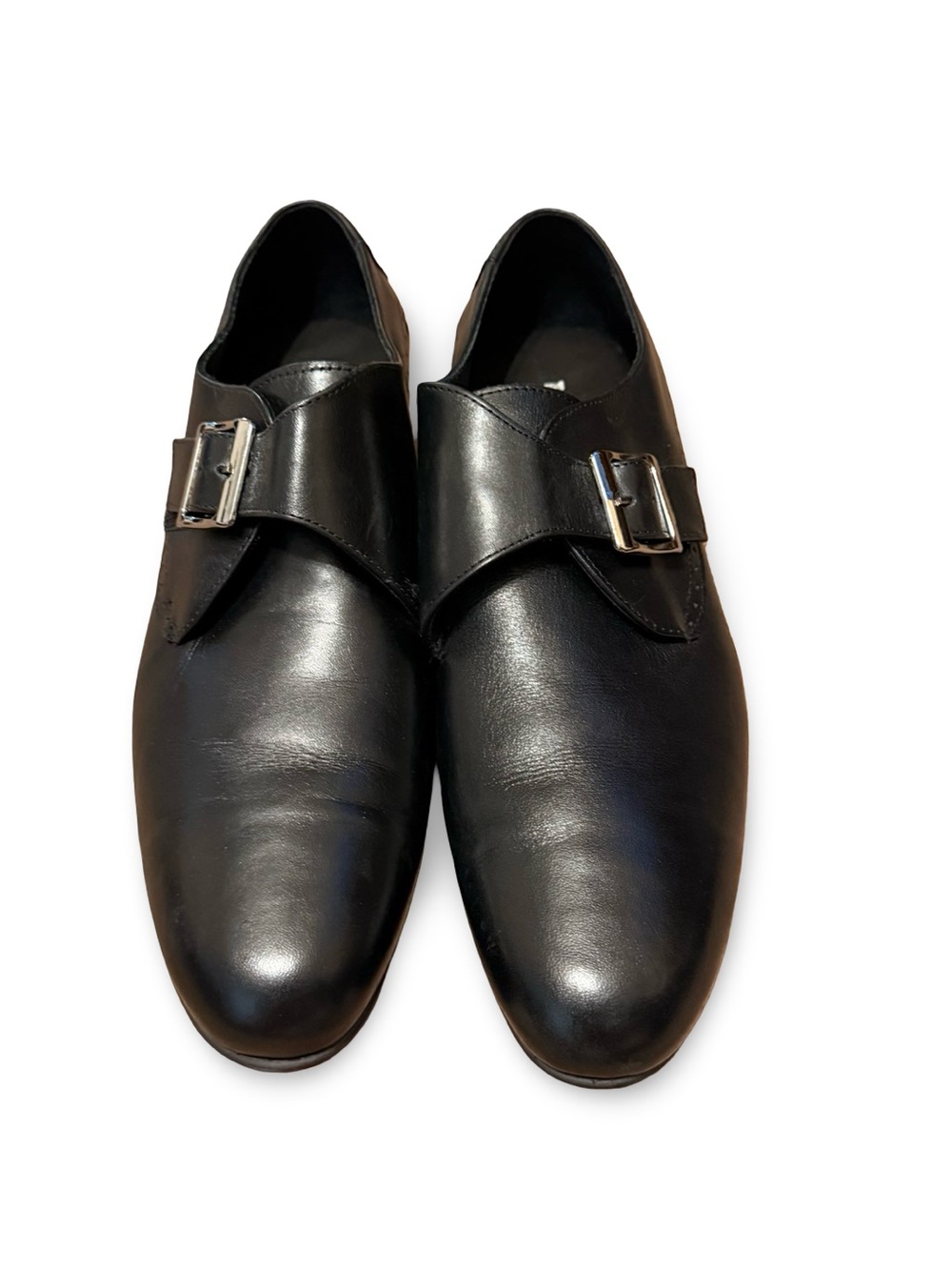 Venettinni Black Leather Single Monk Strap Dress Shoes